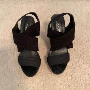 Charles by Charles David Wedge Black Sandals